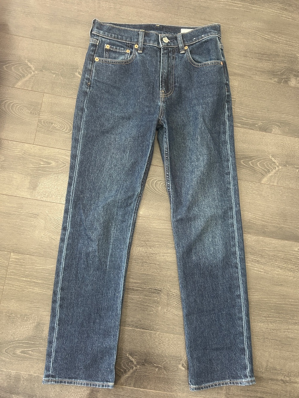GAP Women’s 90’s Straight High Rise Jeans in Dark Blue Denim